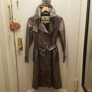 Burberry Gray  leather trench coat